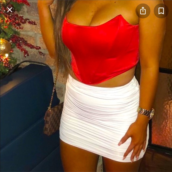 House of CB Palais Red Satin Corset Top